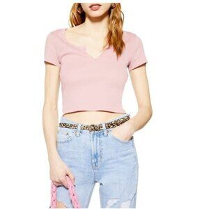 Topshop White Notch T-Shirt